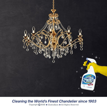 Sparkle Plenty Chandelier Cleaner Drip Dry Spray No Wipe - Dust Remover & Streak Free Glass Cleaner Spray for Chandeliers Crystals & Window Screen Surface - All Purpose Cleaning Supplies (32 oz)