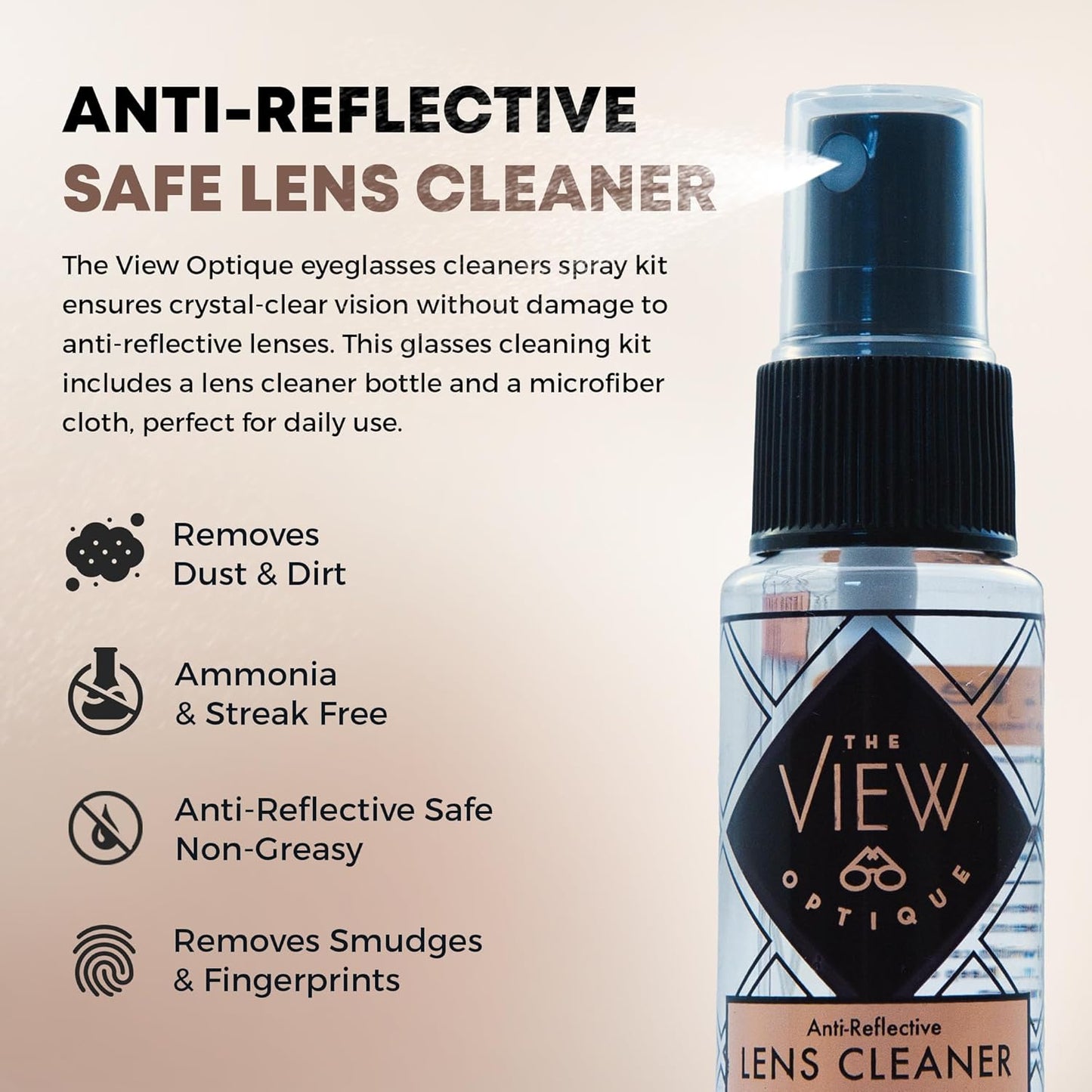 Anti-Reflective Lens Cleaner & Repair Kit – 0.4oz Glasses Cleaner Spray, Microfiber Cloth & Keychain Screwdriver in a Vinyl Snap Case for Eyeglasses, Sunglasses & Screens(3 Piece Set)
