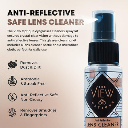 Anti-Reflective Lens Cleaner & Repair Kit – 0.4oz Glasses Cleaner Spray, Microfiber Cloth & Keychain Screwdriver in a Vinyl Snap Case for Eyeglasses, Sunglasses & Screens(3 Piece Set)