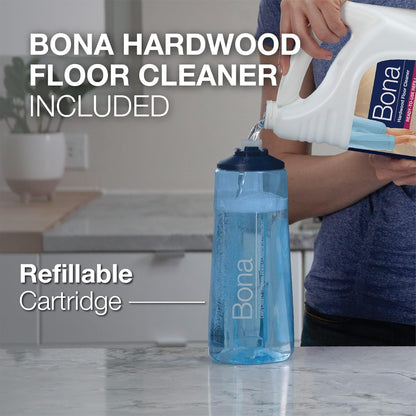 Bona Hardwood Floor Premium Spray Mop - Includes Wood Floor Cleaning Concentrate and Machine Washable Microfiber Cleaning Pad - Dual Zone Cleaning Design for Faster Cleanup