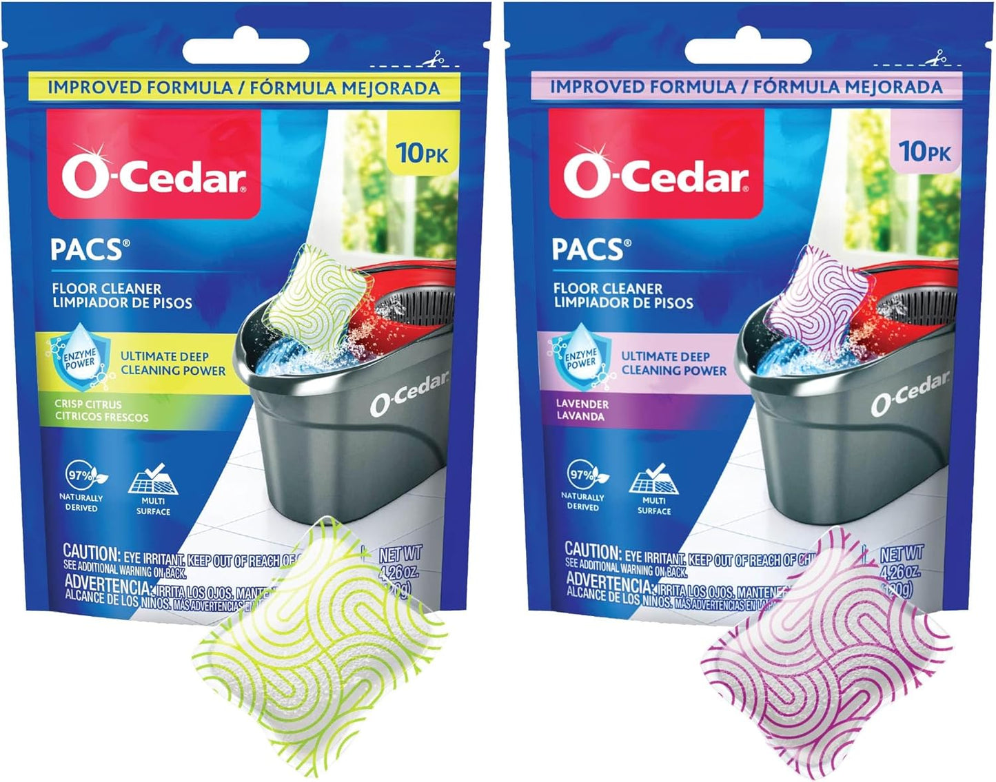 O-Cedar Floor Cleaning 40ct Pacs with Citrus Scent 10ct (2-Packs) and Lavender Scent 10ct (2-Packs)