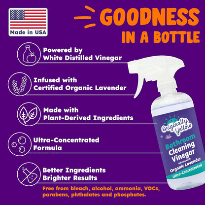 Originally Yellow Plant-Based Kitchen Cleaner | Powered by Natural Vinegar & Infused with Organic Lemon | Multipurpose Kitchen Counter Cleaner Works on Tile, Wood, Granite, & Marble, 16 Fl Oz (3-Pack)