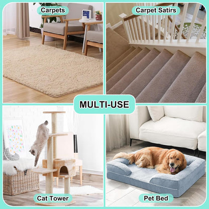Carpet Rake for Pet Hair Removal - 60" Adjustable Long Handle Carpet Rake, 3 in 1 Reusable Pet Hair Removal Tool Kit, Cat Dog Fur Rakes Scraper Carpet Broom for Carpets, Rugs, Mats