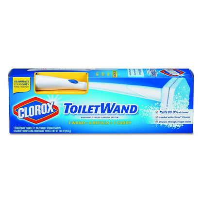 Clorox 03191CT Toilet Wand Disposable Toilet Cleaning Kit: Handle, Caddy & Refills, White (Case of 6)
