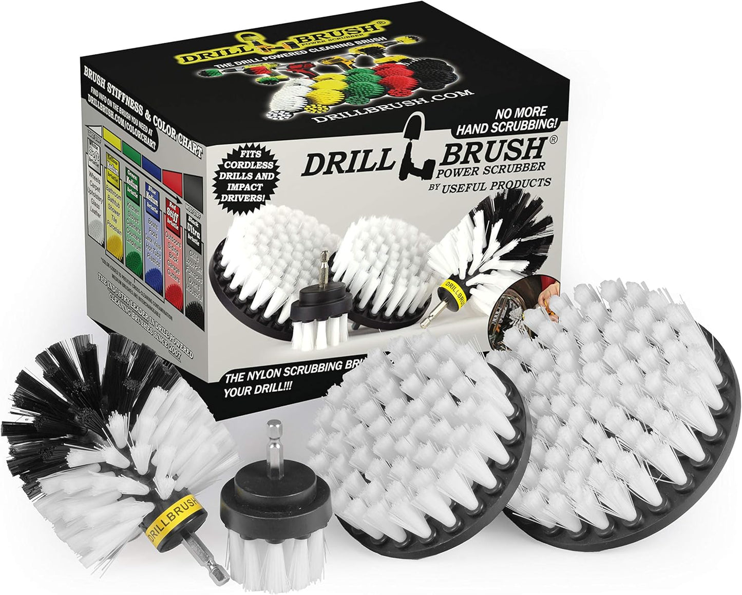Nylon Drill Brush Attachment Set for Bathroom Cleaning - Power Scrubber Brush Kit for Bathtub, Shower, Tile, and Grout - All-Purpose Household Cleaning Brushes for Drill - Electric Grout Cleaner Kit
