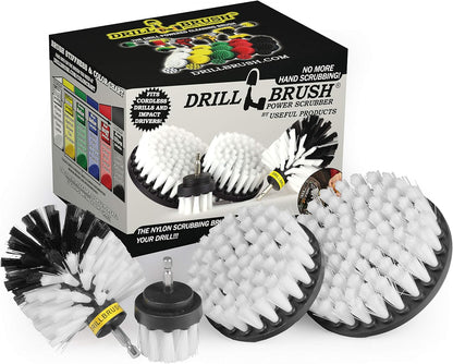Nylon Drill Brush Attachment Set for Bathroom Cleaning - Power Scrubber Brush Kit for Bathtub, Shower, Tile, and Grout - All-Purpose Household Cleaning Brushes for Drill - Electric Grout Cleaner Kit