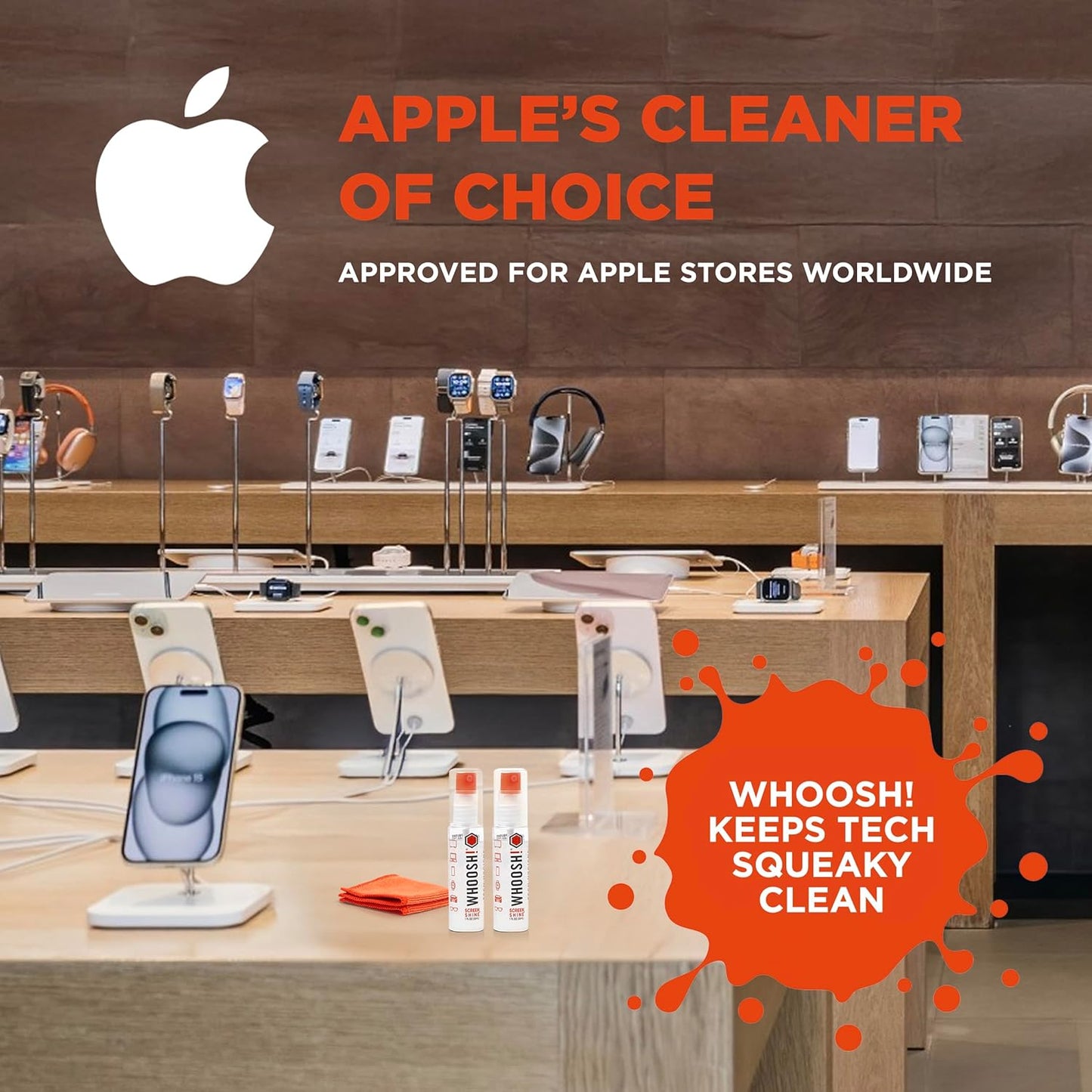 WHOOSH! Screen Shine Go - 1 fl oz Refillable Screen Cleaner Kit with Microfiber Cloth for MacBook, Phone, iPad & Eyeglasses - Powerful Streak-Free Cleaning - Pocket-Sized, TSA-Approved for Travel