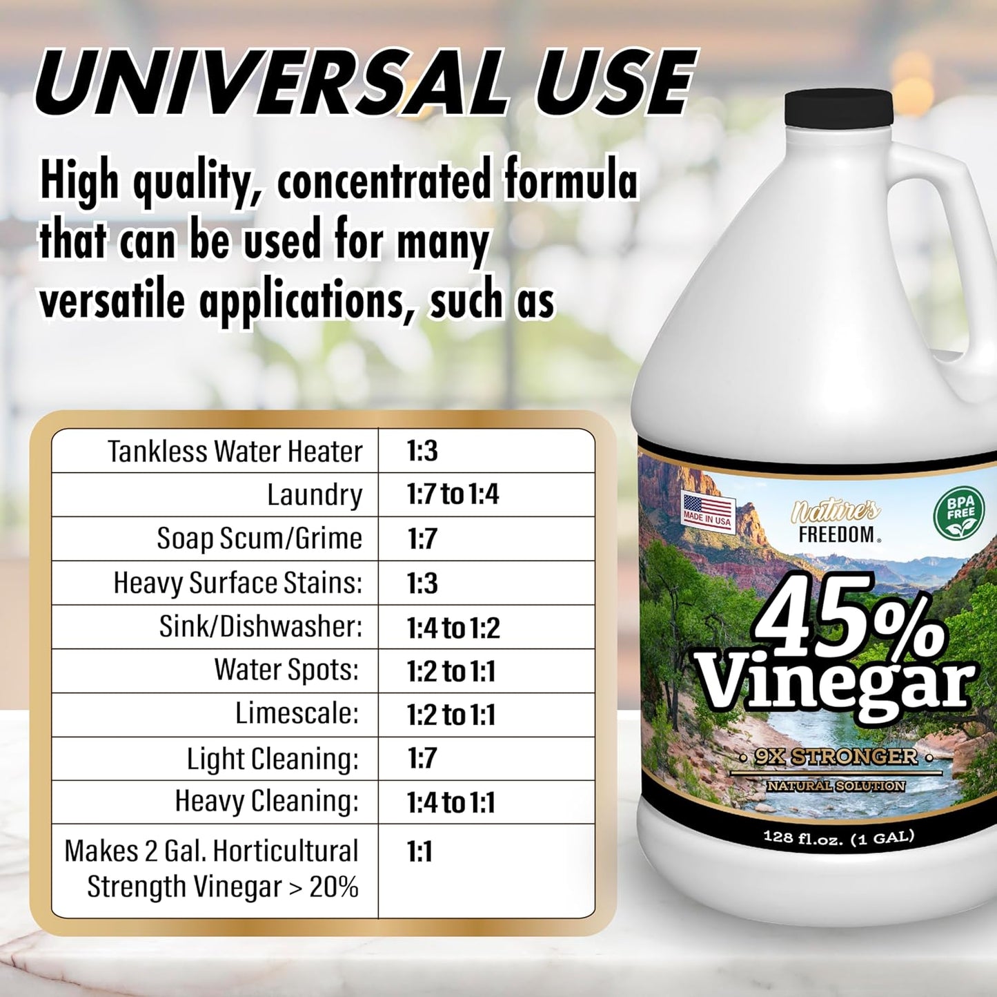 Nature's Freedom 45% Vinegar (2 Gallon)