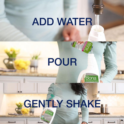 Bona Multi-Surface Floor Cleaner Refill - 128 fl oz - Lemon Mint - Residue-Free Floor Cleaning Solution refill for Spray Mop and Spray Bottles - For Use on Stone, Tile, Laminate, and Vinyl Floors