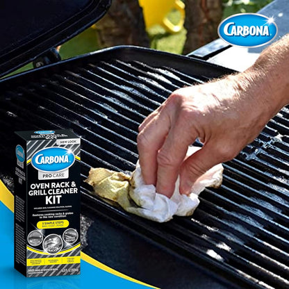 Carbona Oven Rack & Grill Cleaner Kit, Includes Bag & Gloves, Eliminates Thick Grease, Grime & Baked-On Food, Unscented Formula