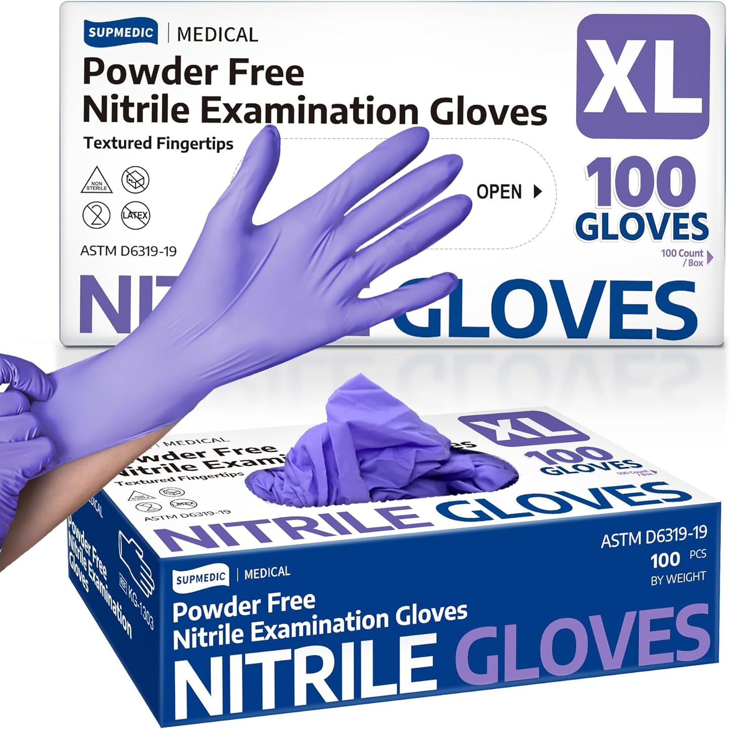 Supmedic Medical Soft Max™ Nitrile Disposable Gloves, 100 Ct Latex-Free Powder-Free Food Safe Cooking Cleaning Lab Exam Glove