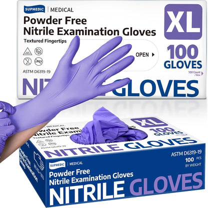 Supmedic Medical Soft Max™ Nitrile Disposable Gloves, 100 Ct Latex-Free Powder-Free Food Safe Cooking Cleaning Lab Exam Glove