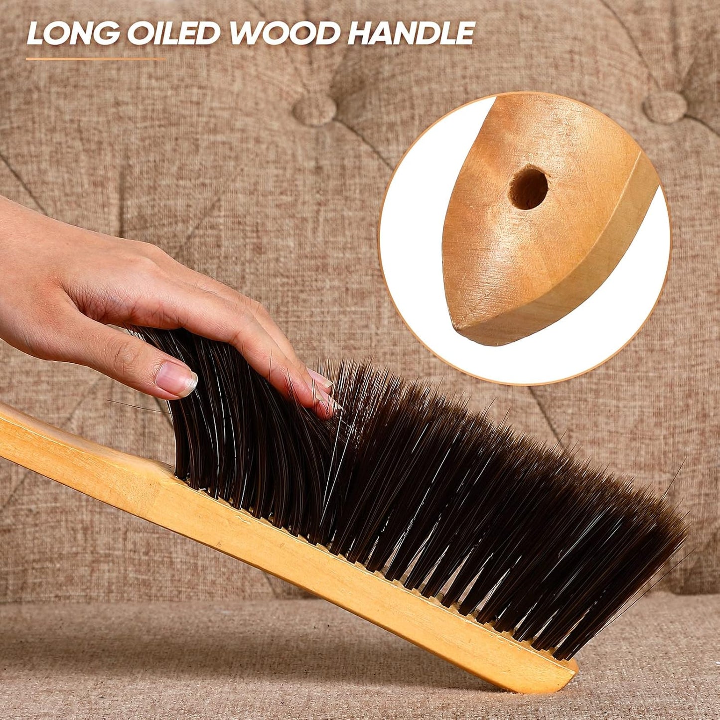 Patelai 2 Pieces Wooden Bench Brushes Fireplace Brush Natural Fiber Bench Soft Bristles Long Wood Handle Dust for Hearth Tidy Car Home Workshop Woodworking(Gray)