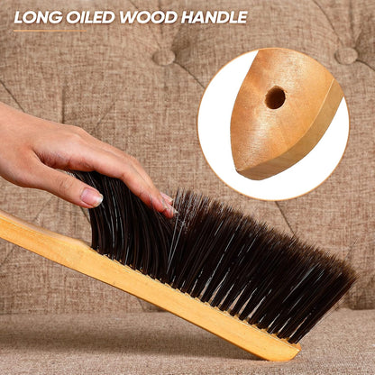 Patelai 2 Pieces Wooden Bench Brushes Fireplace Brush Natural Fiber Bench Soft Bristles Long Wood Handle Dust for Hearth Tidy Car Home Workshop Woodworking(Gray)