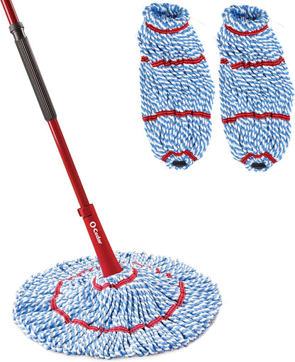 O-Cedar MicroTwist MAX Microfiber Twist Mop with 1 Extra Refill | Features Hands-Free Wringing | Extra Large 18-Inch Mop Head | Safe on All Floor Types