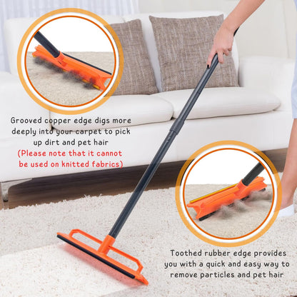 Carpet Rake for Pet Hair Removal, 57'' Long Handle Dog and Cat Hair Remover Tool to Fluff Rug, Stair Carpets and Couch Cleaning Rake