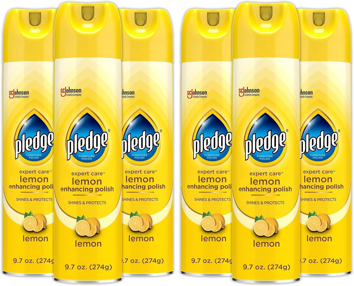 Pledge Enhancing Polish Spray, Wood Furniture & Stainless Steel Polish, Remove Dust and Fingerprints, Fast Shine and Protect, Prevent Scratches & Knicks - Lemon Scent, 9.7oz, Pack of 3