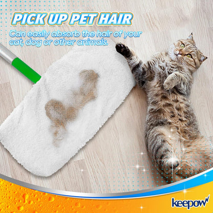 KEEPOW Reusable Microfiber Mop Pads Compatible with Swiffer Sweeper, Dry Sweeping Cloths, Washable Wet Mopping Cloth Refills for Hardwood Floor Cleaning, 6 Pack