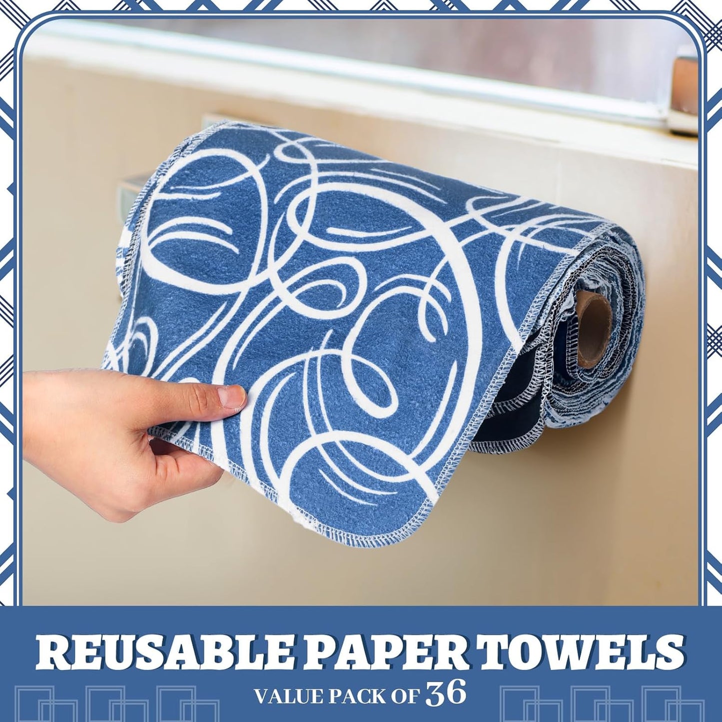 36 Pack Vintage Reusable Cleaning Cloths Washable Cotton Kitchen Towels for Home (Gray)