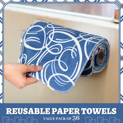 36 Pack Vintage Reusable Cleaning Cloths Washable Cotton Kitchen Towels for Home (Gray)