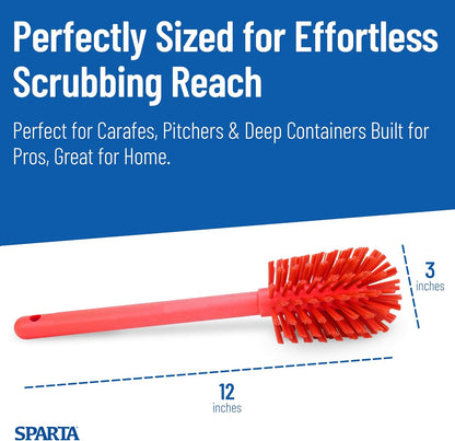 SPARTA Large Water Bottle Brush Ideal for Wide-Mouth Jars, Bottles and Tumblers, Dishwashing Tool with Handle for Home and Commercial Kitchens, Plastic, 12 Inches, White