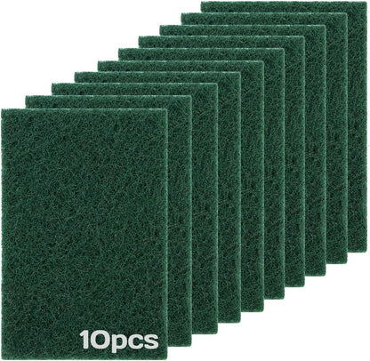 Heavy Duty Scouring Pad 10Pcs Scouring Pads Green Scrubbing Pads for Heavy Duty Cleaning Scrubbing Pads for Kitchen Bathroom Household Cleaning Dish Scrubber Scrubbing Sponges