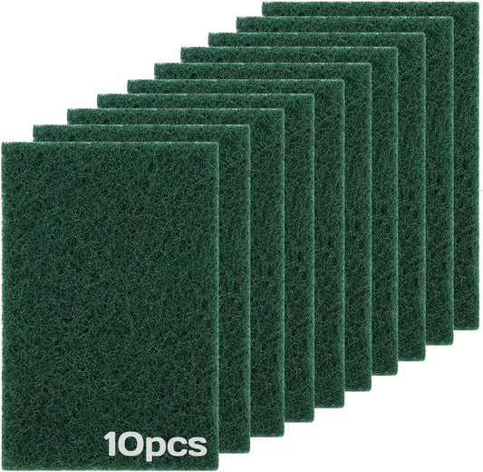 Heavy Duty Scouring Pad 10Pcs Scouring Pads Green Scrubbing Pads for Heavy Duty Cleaning Scrubbing Pads for Kitchen Bathroom Household Cleaning Dish Scrubber Scrubbing Sponges