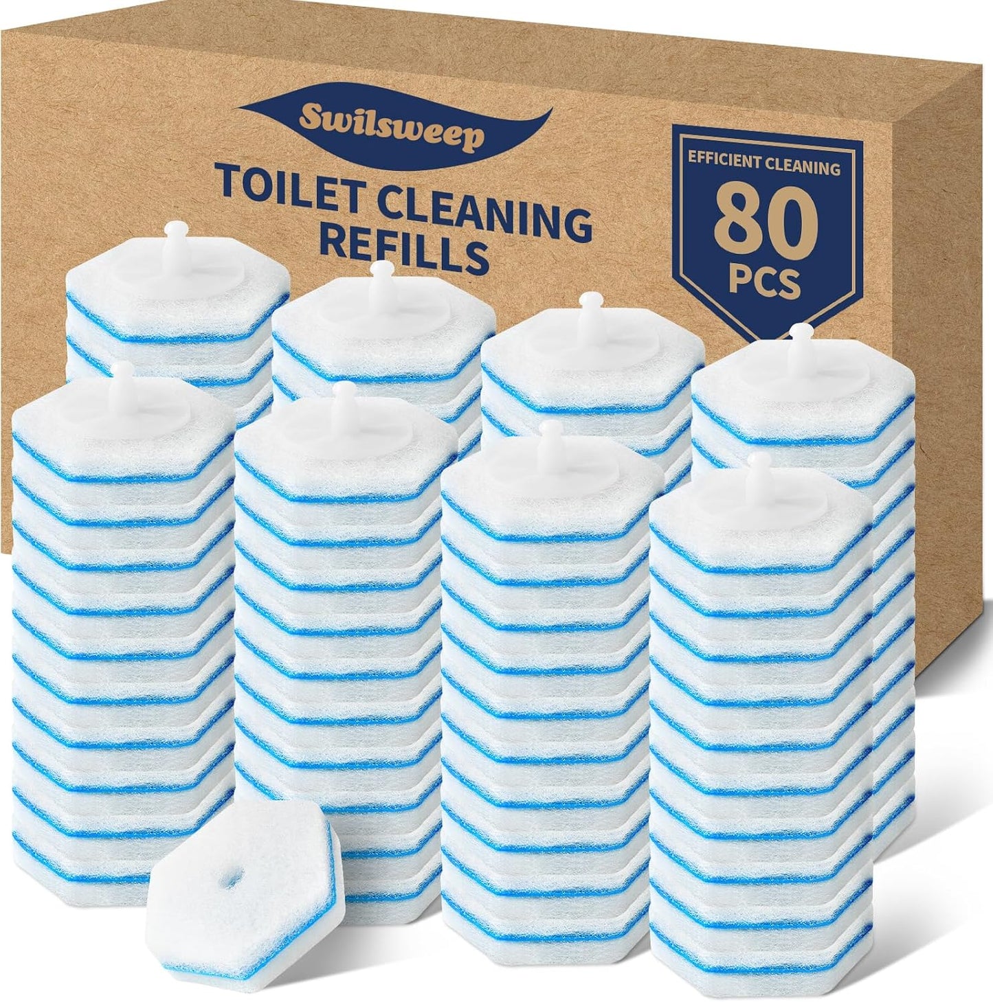 100 Count Toilet Bowl Wand Refills, Disposable Toilet Cleaner Refills, Disposable Wand Heads Compatible with Clorox and the Most Toilet Brushes