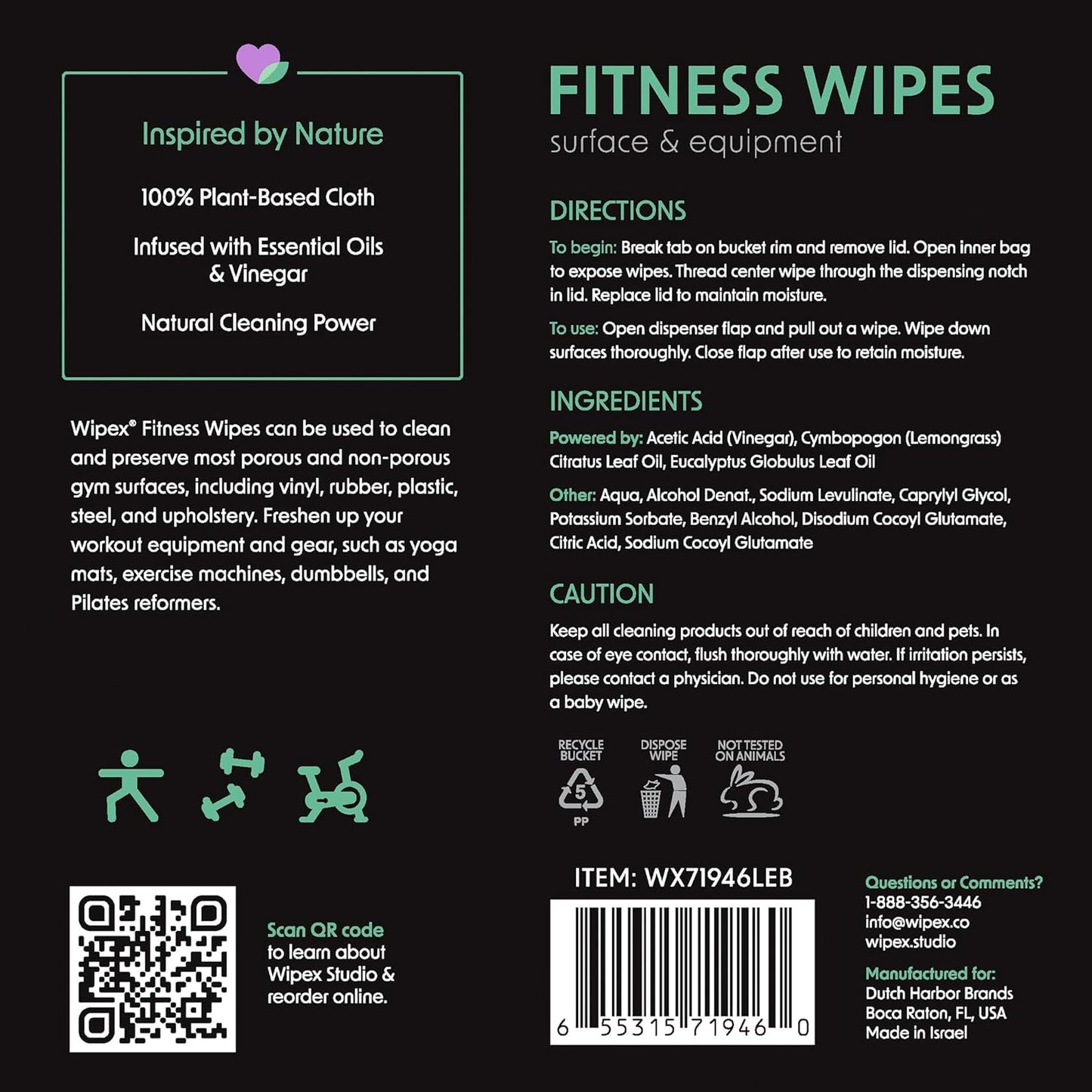 Wipex Gym Wipes Bucket Refill – EWG Verified, 400 Ct Plant-based Fitness Equipment Wipes, Lavender and Vinegar to Clean Surfaces, Safe Yoga Mat Cleaner, Gym Cleaner and Peloton