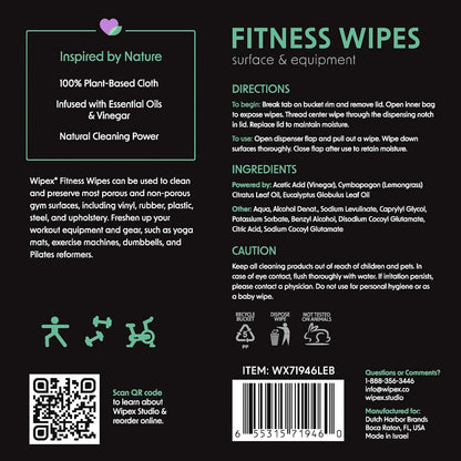 Wipex Gym Wipes Bucket Refill – EWG Verified, 400 Ct Plant-based Fitness Equipment Wipes, Lavender and Vinegar to Clean Surfaces, Safe Yoga Mat Cleaner, Gym Cleaner and Peloton