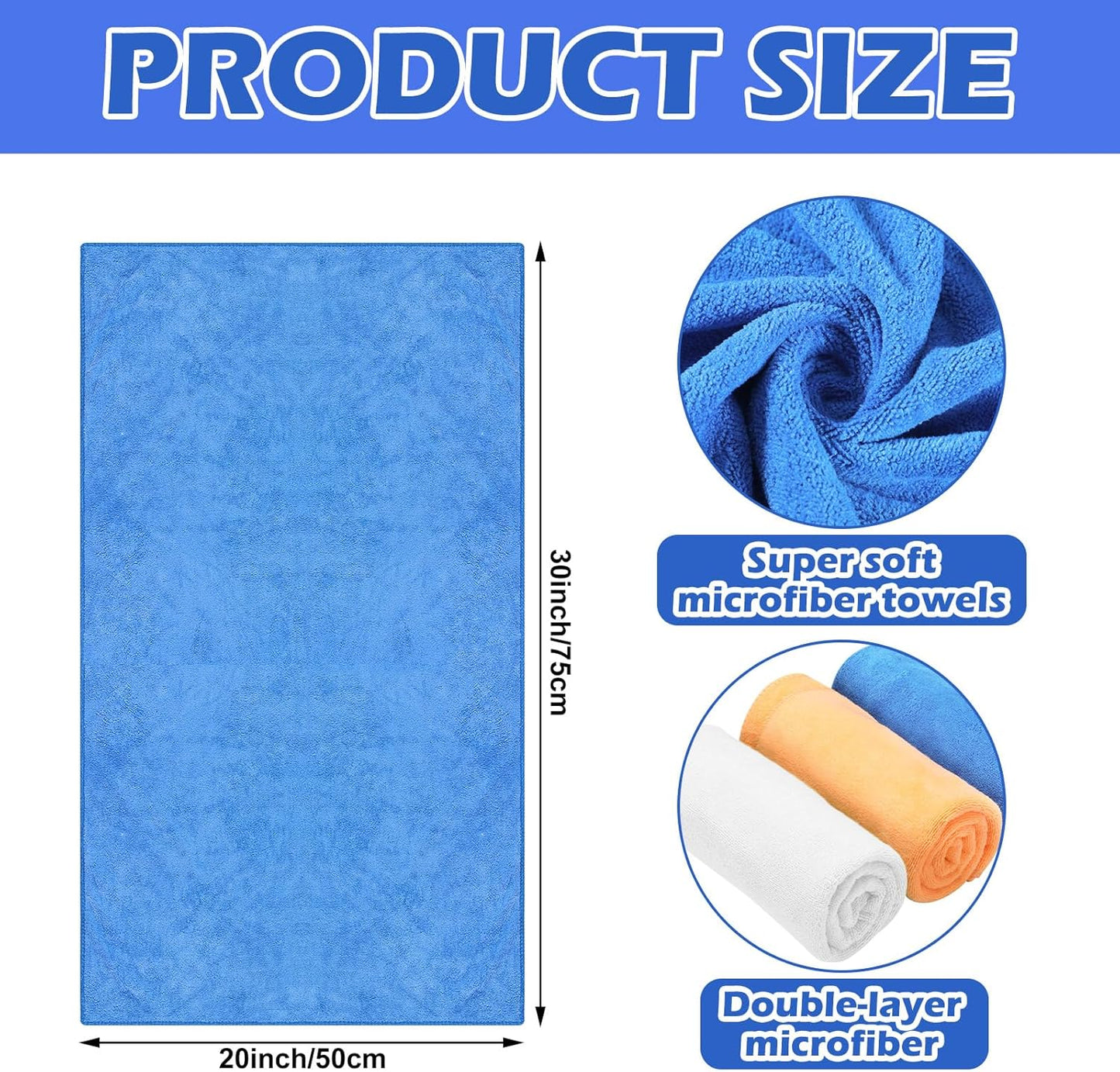 SmoothNovelty 10 Pcs Extra Large Microfiber Cloth 30" x 20" Large Floor Microfiber Towel Reusable Washable Free Lint Free Cloth Rag for Squeegee Mop Floor Window Housekeeping (Bright Color)