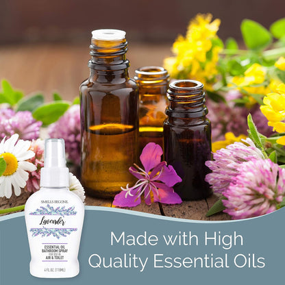SMELLS BEGONE 4 oz Essential Oil Bathroom Spray - Instantly Eliminate Toilet & Bathroom Odors - Air Freshener Made with Essential Oils (Eucalyptus Mint)