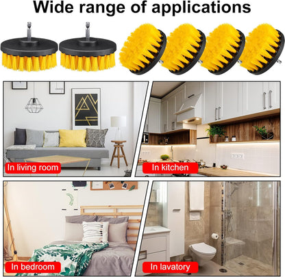 Remerry 6 Pcs Drill Brush Attachment Power Scrubber Cleaning Kit Multi Purpose Set Brushes for Bathroom Surfaces Tub Grout Shower Kitchen Tile Auto Car Boat