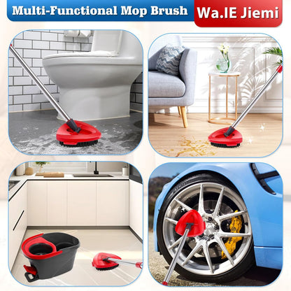 Spin Mop Scrub Brush Replacement (2 Pack +1 Base) for Ocedar RinseClean 2-Tank System – Stiff Bristles for Deep Grout & Tile Cleaning, Heavy Duty Bathroom & Kitchen Scrubber, Long-Lasting Gray Heads