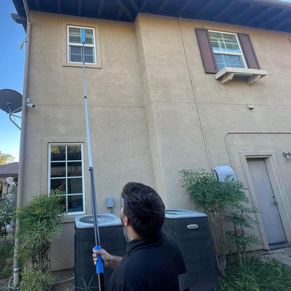 20 Foot High Ceiling Fan Duster with 5-12ft Extension Pole, Extendable Reusable Cobweb, Feather, Window Cleaning Squeegee Kit