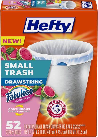 Hefty Small Trash Bags, Fabuloso Scent, 4 Gallon, 52 Count