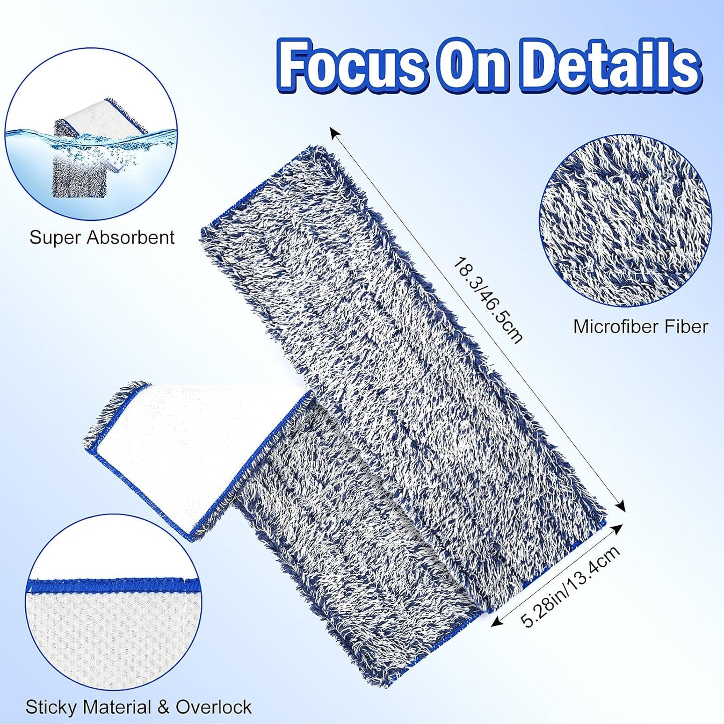 8 Pack Mop Pads for Bona Family of Mops, 4 Pet Microfiber Sweeping Pad + 4 Microfiber Deep Clean Pad, Reusable Mop Refill Replacement Head for Multi-Surface Floors