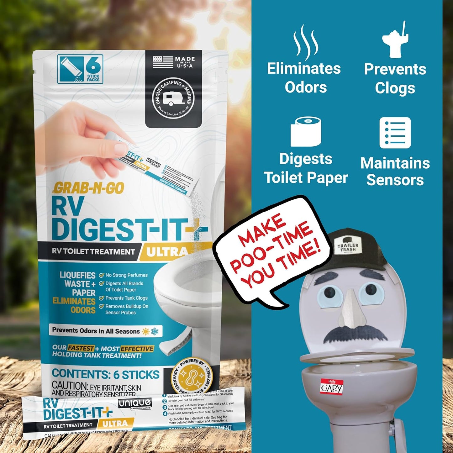 Unique RV Digest-It Plus RV Tank Treatment Pods – 16 Treatments, Breaks Down Waste & Toilet Paper + Eliminates Odors at Source, RV Black Tank Treatment