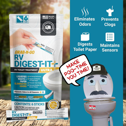 Unique RV Digest-It Plus RV Tank Treatment Pods – 16 Treatments, Breaks Down Waste & Toilet Paper + Eliminates Odors at Source, RV Black Tank Treatment