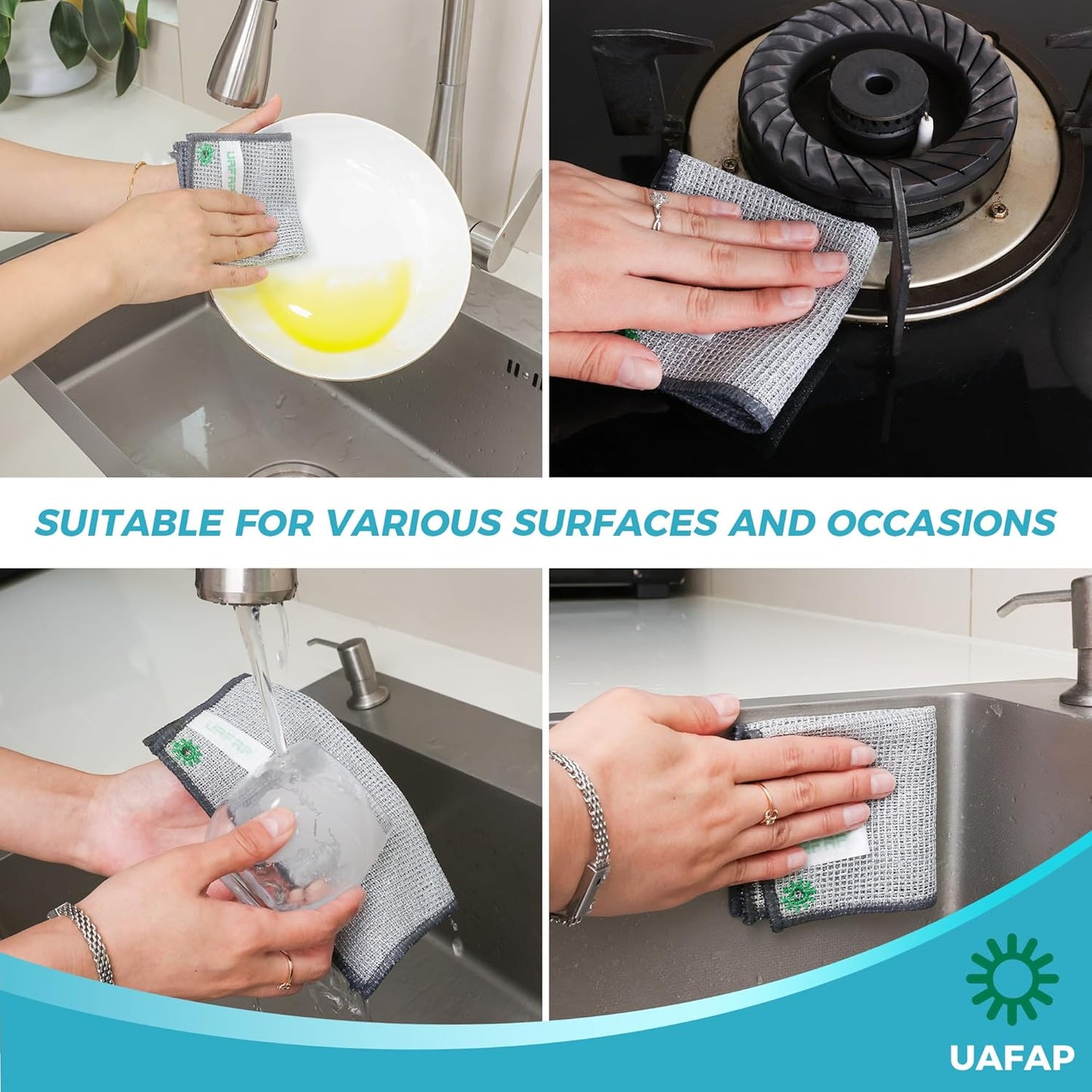 12 PCS Non Scratch Wire Dishcloth, Cleans Fast Without Scratching, Stands Up to Stuck-on Grime, Multi-Surface Safe, Wire Dishwashing Rag Cleaning Power for Everyday Jobs 7.87“ x 7.87”