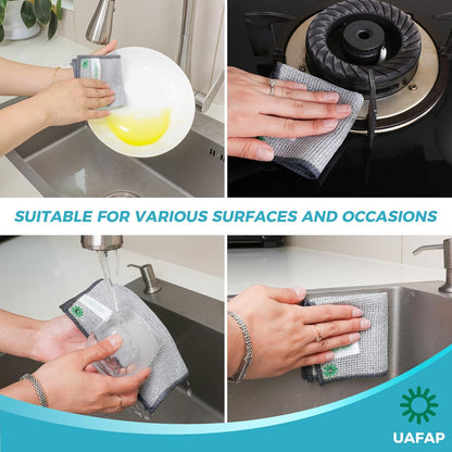12 PCS Non Scratch Wire Dishcloth, Cleans Fast Without Scratching, Stands Up to Stuck-on Grime, Multi-Surface Safe, Wire Dishwashing Rag Cleaning Power for Everyday Jobs 7.87“ x 7.87”