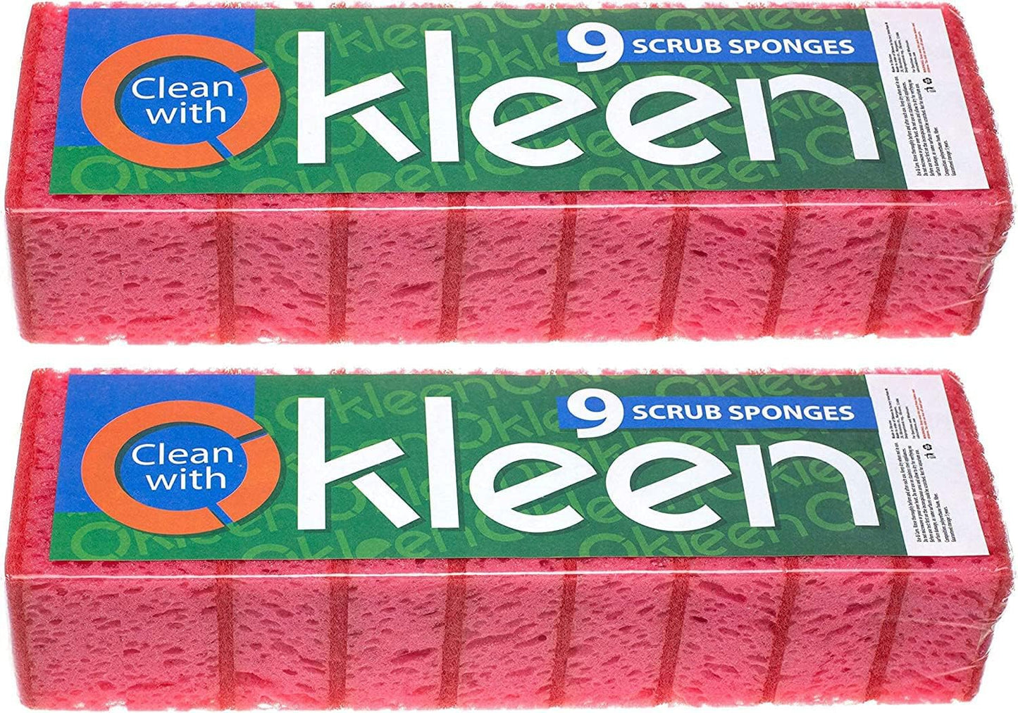 Green Multi Use Scrub Sponge. Made in Europe. 9 Pack, 4.3x2.8x1.4 inches. Odorless Heavy Duty and Non Scratch Fiber. Best, Durable, Delicate, Porous, Non Cellulose Kitchen Sponges and Scrubbers