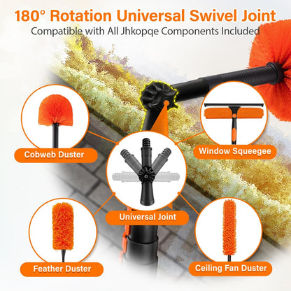 26FT High Reach Duster with Extension Pole 5-20FT, 4-in-1 Cleaning Kit with Universal Swivel Joint | High Ceiling Fan Cleaner, Cobweb Duster & Window Squeegee for Safe High-Reach Cleaning