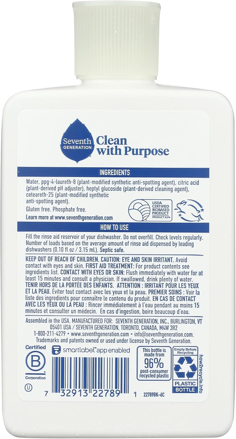 Seventh Generation Dishwasher Rinse Aid - 8 oz - 2 pk