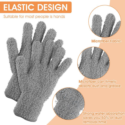 Molain Microfiber Dusting Gloves, Reusable Washable Cleaning Gloves Mittens for Plants House Cleaning Car Blinds Lamps…