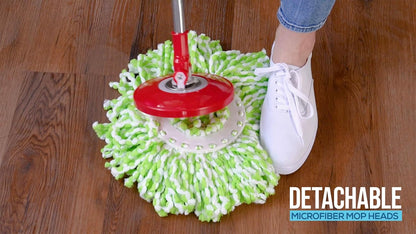 Simpli-Magic 79349 Spin Mop Cleaning System with 3 Microfiber Mop Heads, Red/GRAY,Red/Black