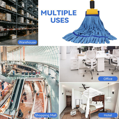 Heavy Duty Commercial Mop Head Replacement Microfiber Tube Mop Heads for Floor Cleaning: 3 Packs Looped End Wet Mop Head Refill for Home Commercial Industrial Use (Yellow)