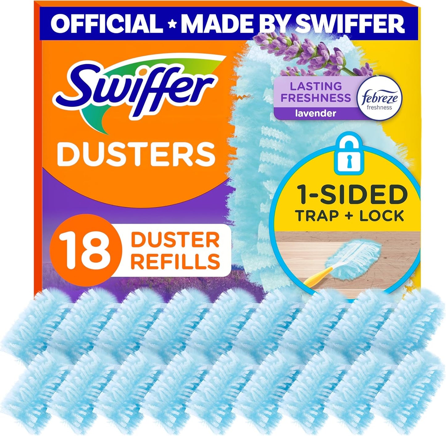 Swiffer Dusters Refill for Cleaning, Made by SWIFFER, Feather & Microfiber Duster Disposable Alternative, for Dusting Furniture, Blinds, Ceiling Fans, Walls, Helps Remove Allergens, Unscented, 18ct