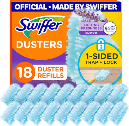 Swiffer Dusters Refill for Cleaning, Made by SWIFFER, Feather & Microfiber Duster Disposable Alternative, for Dusting Furniture, Blinds, Ceiling Fans, Walls, Helps Remove Allergens, Unscented, 18ct