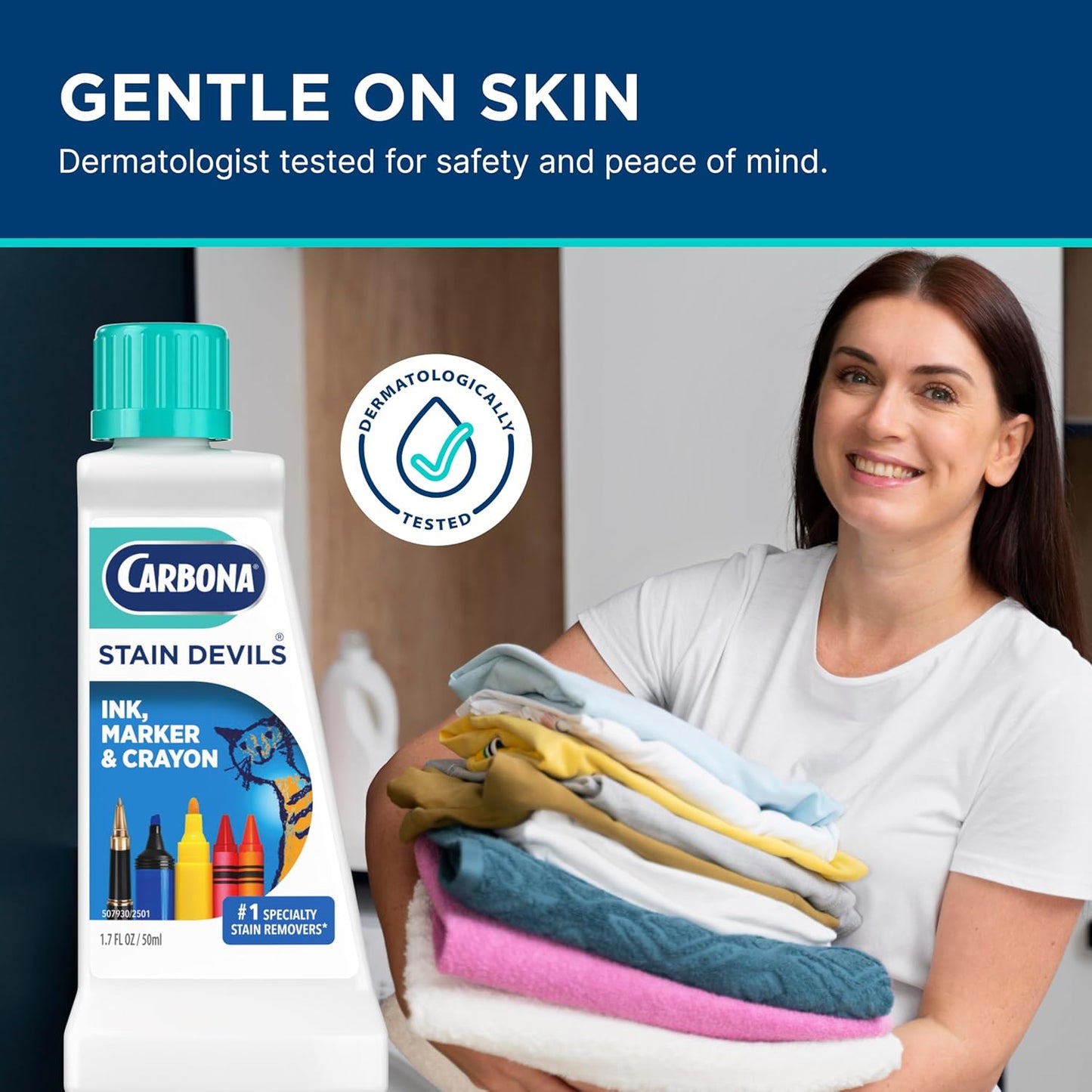 Carbona Stain Devils #6 (1.7 Fl Oz), Targeted Spot Cleaner for Grass, Dirt & Make-Up Stains, Safe on Skin & Washable Fabrics